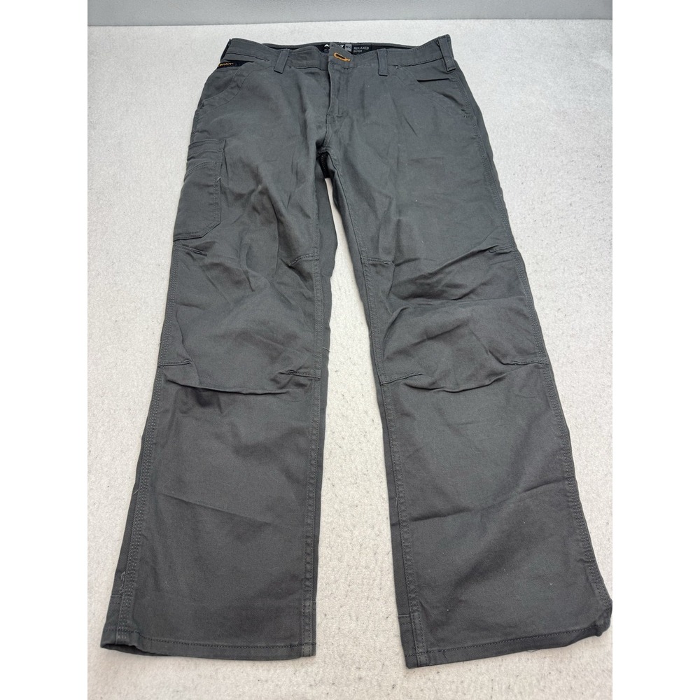 Ariat Rebar M4 Pants Mens 33x30 Gray Canvas Relaxed Fit Workwear Cargo Bootcut